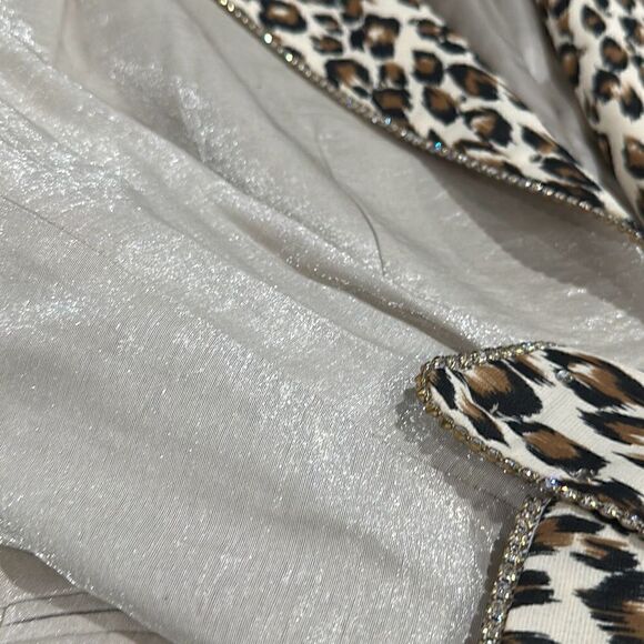 CACHE SOLINI NEW YORK Vintage Shimmer Rhinestone Leopard Cheetah Print Dress Coc - Picture 9 of 10